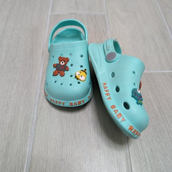 NWT Super Cute AQUA BLUE Teddy Clogs Kids Unisex Slip-ons Sizes 12M to 12 yrs - Picture 3 of 4